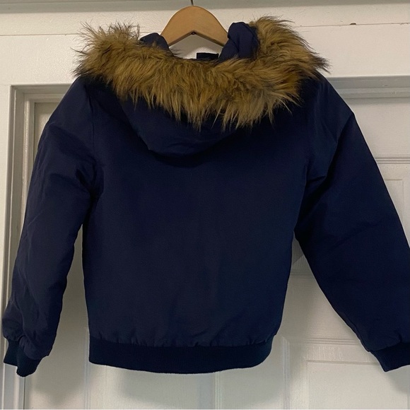 Woolrich Kids Navy Blue Down Jacket With Fur Hood - Picture 6 of 8